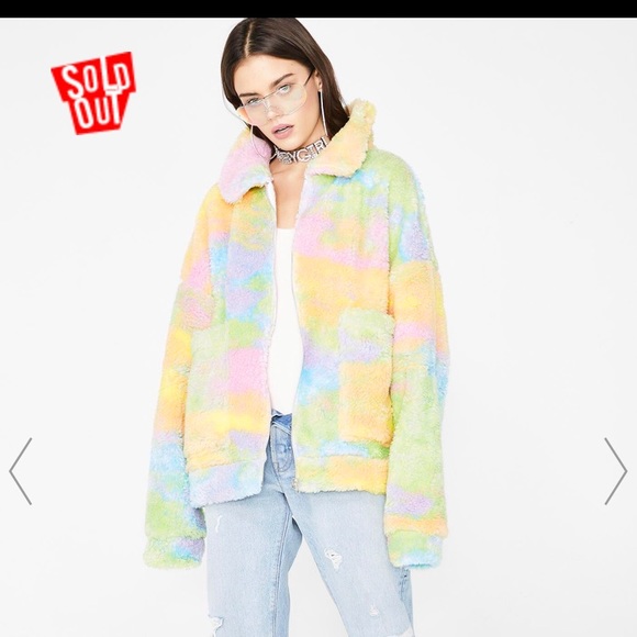 Jaded London Rainbow Fleece Jacket 
